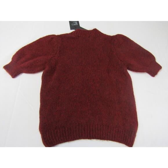 Vero Moda Burgundy/Black Mock Neck Knit Sweater Women's Medium Coastal Cable - Picture 2 of 7